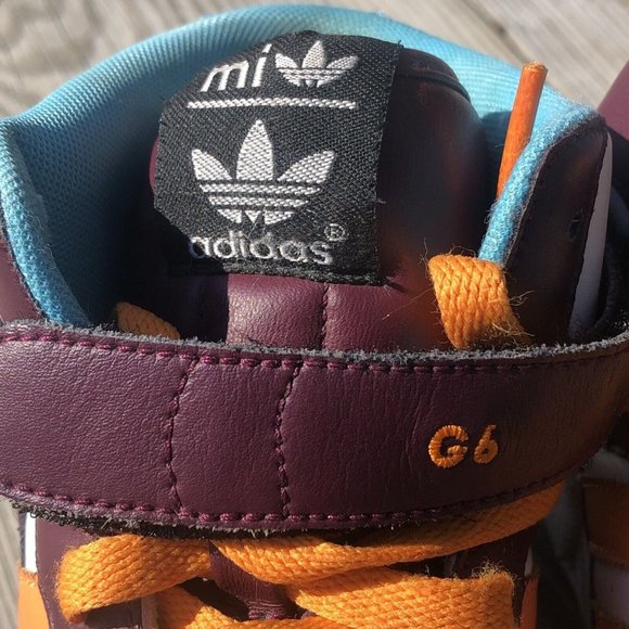 Adidas Mi Custom Forum Mid Size Womens 8.0 Medium Fit Wine Orange Sky Blue (G6) - Picture 5 of 12